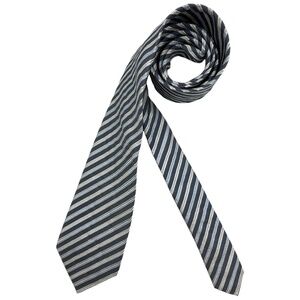 STRELLSON XL Gray/Blue Striped Silk LUXURY Tie ITALY